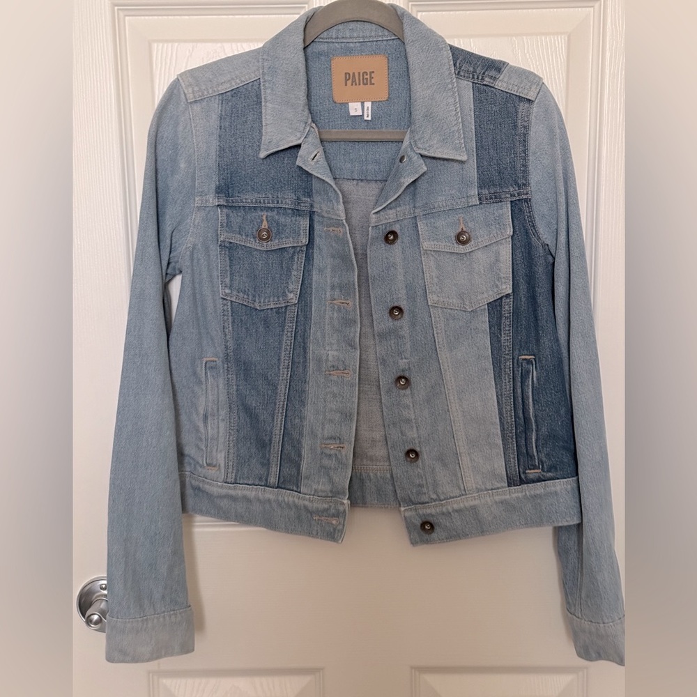 Paige Denim Trucker Jacket Patchwork Two tones